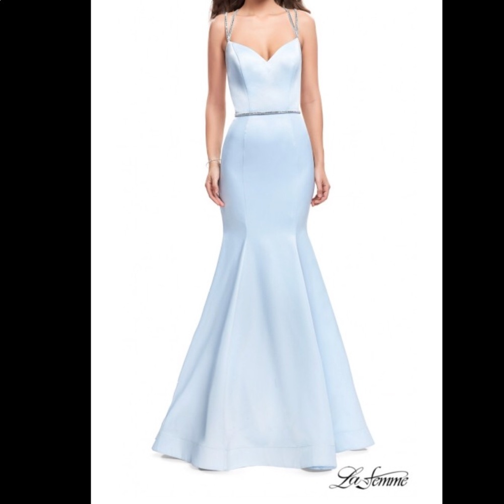 Beaded Strappy Open Back Mermaid Prom Dress